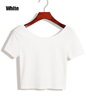 E116 Basic Stretch Women Sexy Crop Top Girl Short Sleeve T Shirt Tee Black White Grey Vest Camisole Regata Feminina