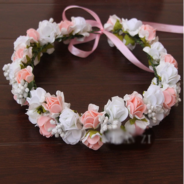 Girl Korea Style Rose Flower Bridal Wreath Bridesmaid Headdress Hair Accessories