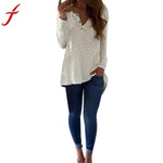 Women White Blouse Long Sleeve Casual Sexy V-Neck Loose shirt Street Style Female Blouse Ladies Tops