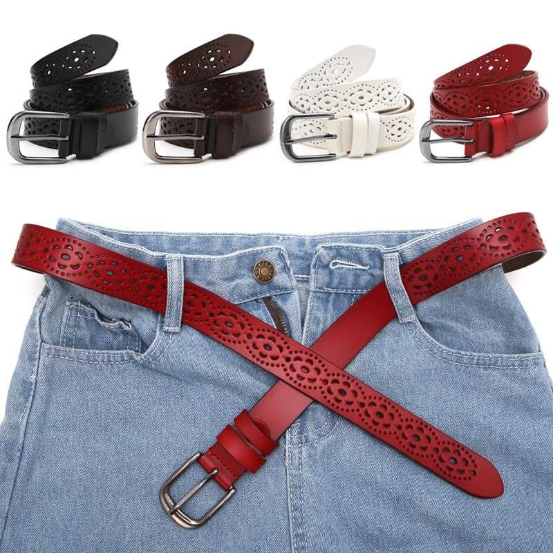New Women Fashion Wide Genuine Leather Belt Woman Without Drilling Luxury Jeans Belts Female Top Quality Straps Ceinture Femme