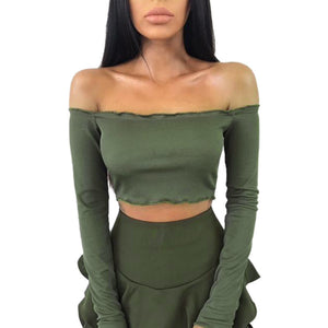 Womens Off Shoulder Crop Tops Frill Bralet Boobtube Jumper Tops Blouses