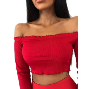 Womens Off Shoulder Crop Tops Frill Bralet Boobtube Jumper Tops Blouses