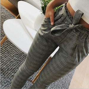 2018 New Striped OL chiffon high waist harem pants women stringyselvedge summer style casual pants female trousers
