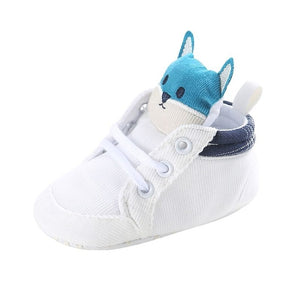 1 Pair Autumn Baby Shoes Kid Boy Girl Fox Head Lace Cotton Cloth First Walker Anti-slip Soft Sole Toddler Sneaker y13