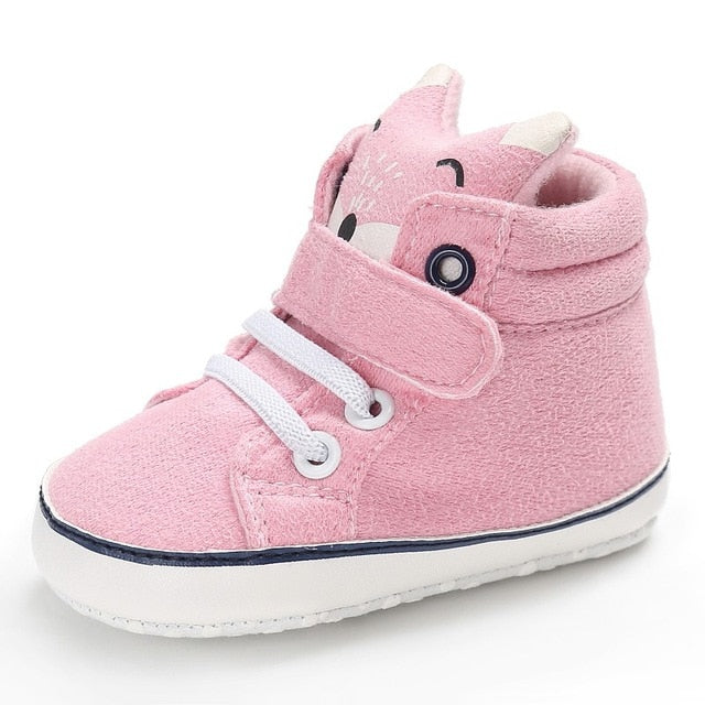 1 Pair Autumn Baby Shoes Kid Boy Girl Fox Head Lace Cotton Cloth First Walker Anti-slip Soft Sole Toddler Sneaker y13
