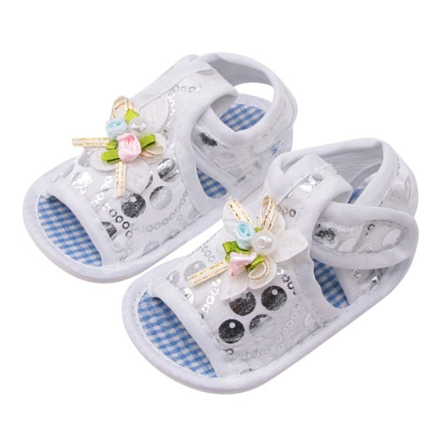 Summer Cotton Baby Shoes Baby Girl Hollow Plaid Soft-Soled Princess crib shoes Star heart floral insert prewalkers