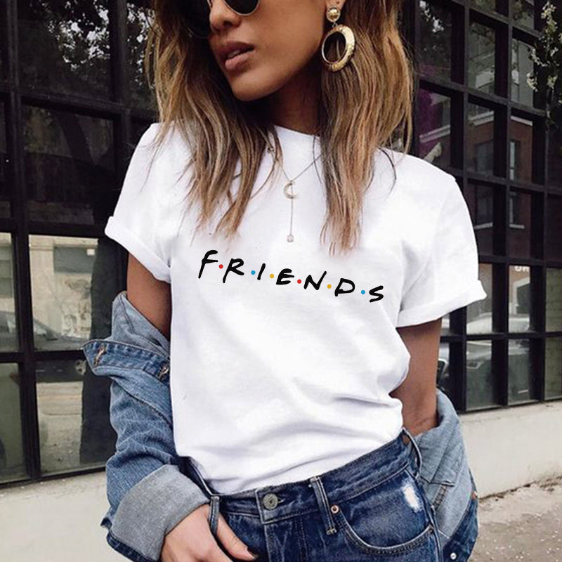 2018 Summer Women T Shirt VOGUE Letter Print Friends Tv T-shirt Casual Short Sleeve Tops Tee O Neck Female Tops Camisetas Mujer