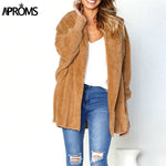 Aproms Candy Color Soft Teddy Jacket Women Autumn Loose Hooded Coats Winter Streetwear Open Style Warm Coats Outwear Female 2018