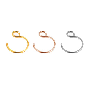 3pc Nose Rings Eyebrow Nails Stainless Steel U Shape Nose Ring Hoop Nose Piercing Studs for Women (Steel, Gold and Rose Gold Color)