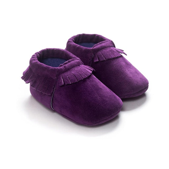 2019 PU Suede Leather Newborn Baby Moccasins Soft Shoes Soft Soled Non-slip Crib First Walker