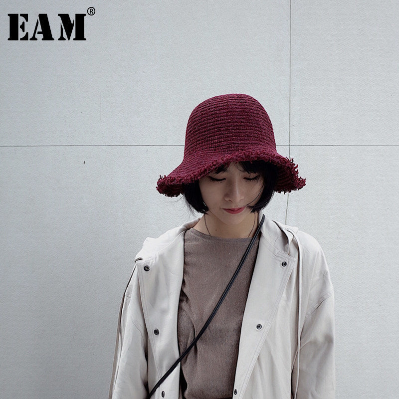[EAM] Street Wind Solid Color Wool Hats Korean Men And Women Autumn And Winter Keep Warm Flash Fisherman Cap Basin Cap OA915