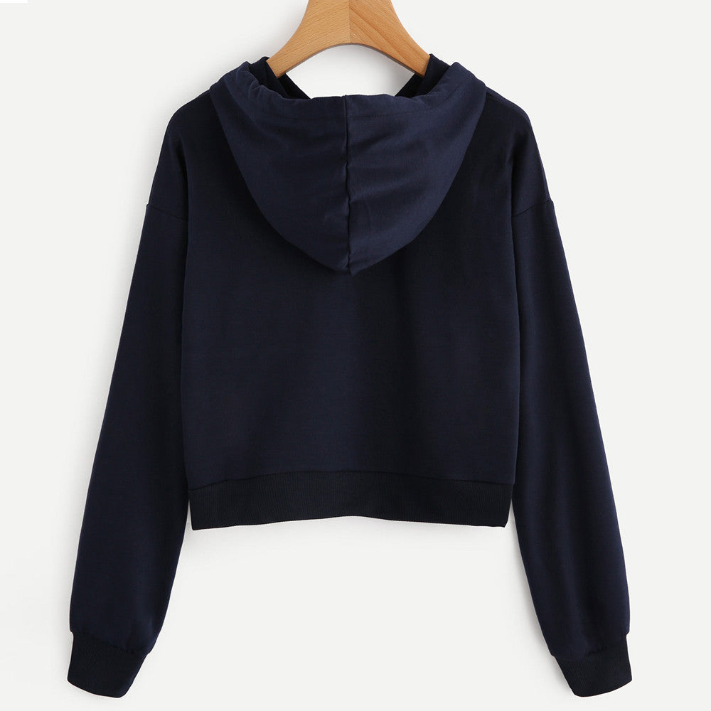 Women Hoodie Sweatshirt Jumper Sweater Crop Top  Pullover Tops