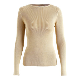 Simplee White knitted pullover sweater women Sexy elastic long sleeve knitting pullover Casual autumn winter jumper pullover