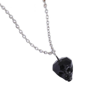 Personality Crystal Skull Head Pendant Couple Necklace Punk Fashion Rainbow Crystals Skeleton  Chain Necklace Women Men Jewelry Gifts